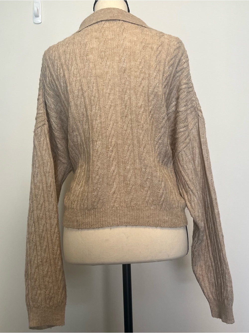 Cable Knit Collared Sweater - Beige - Picture 2 of 6